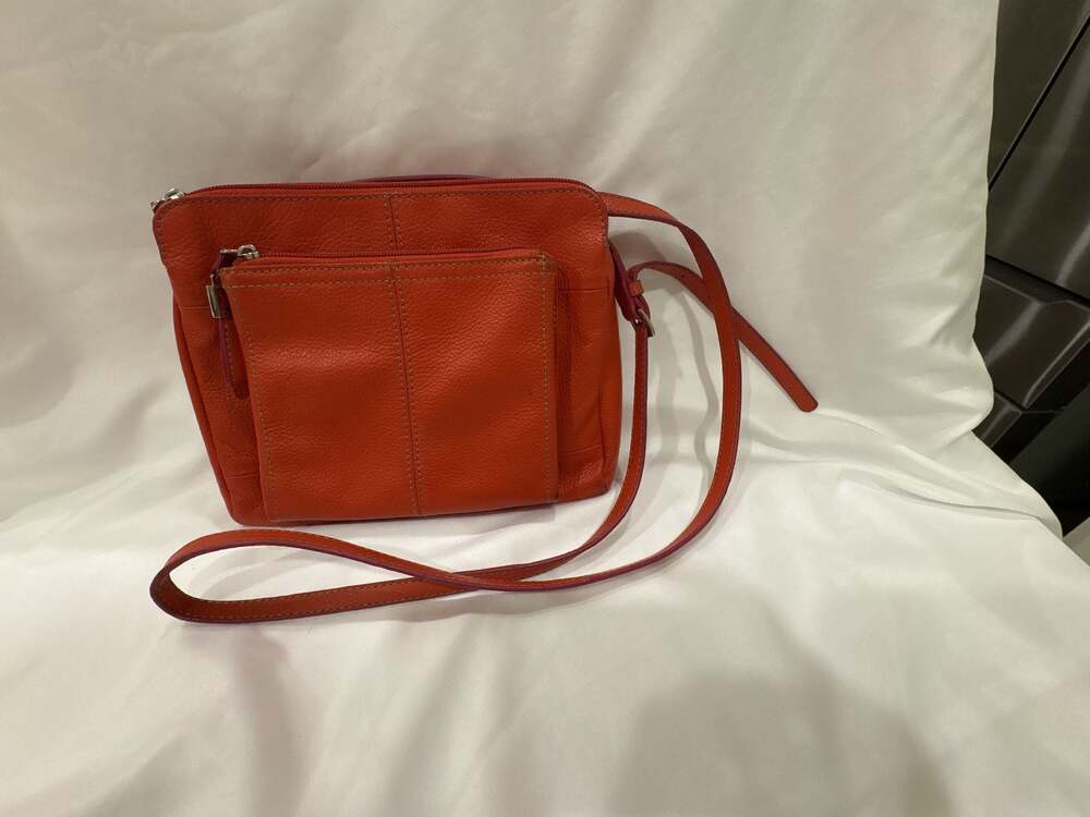 Tignanello Leather Crossbody Organizer in Coral Orange. See photo for condition